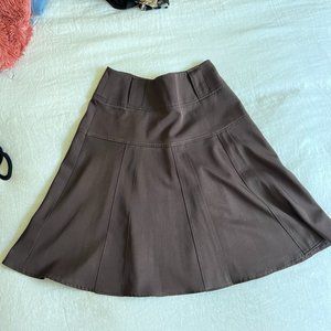 Brown Pleated Midi Skirt